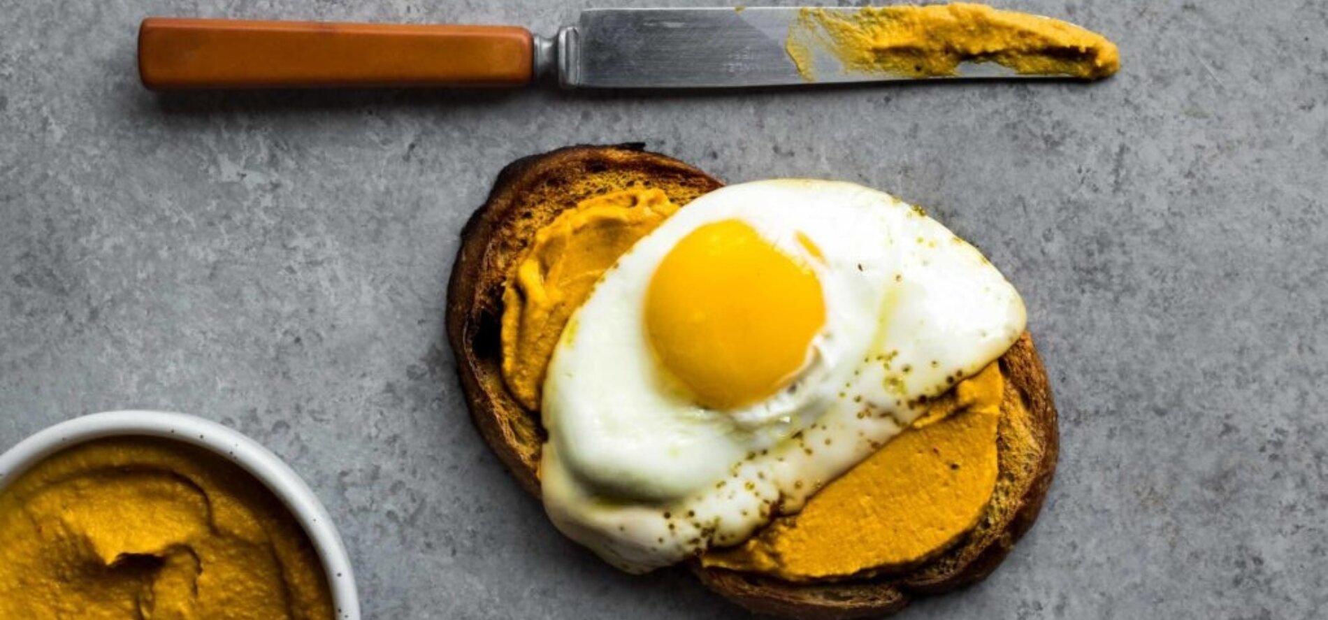 Butternut Harissa Hummus & Fried Egg Tartine