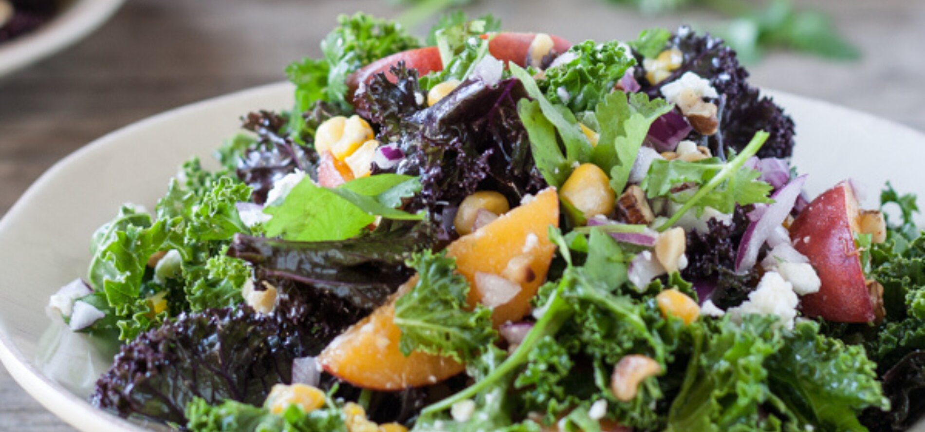 Summer Peach, Corn & Kale Salad
