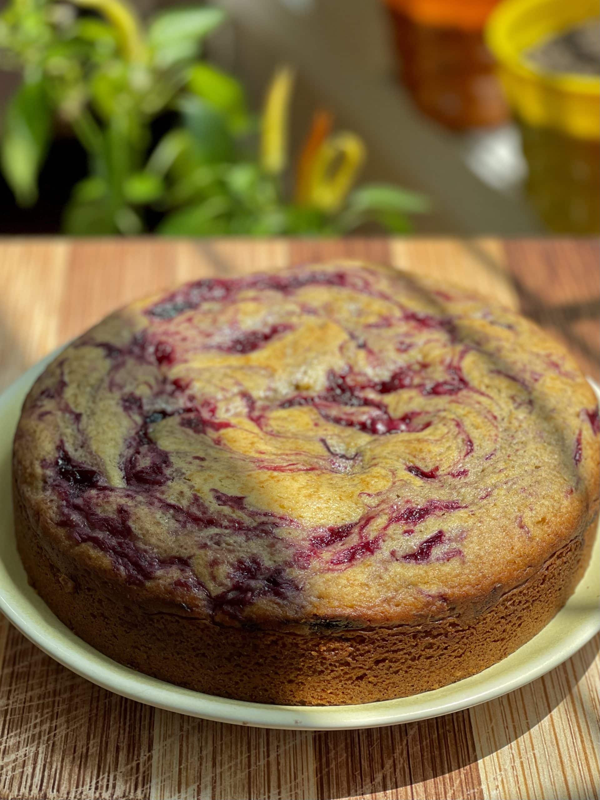 Cornmeal Olive Oil Cake with Jam Swirl