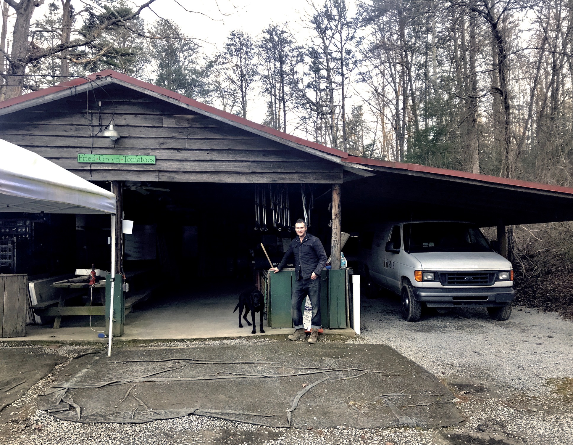 Farmer Thomas Oneil at his Signal Mountain Farm Packing House
