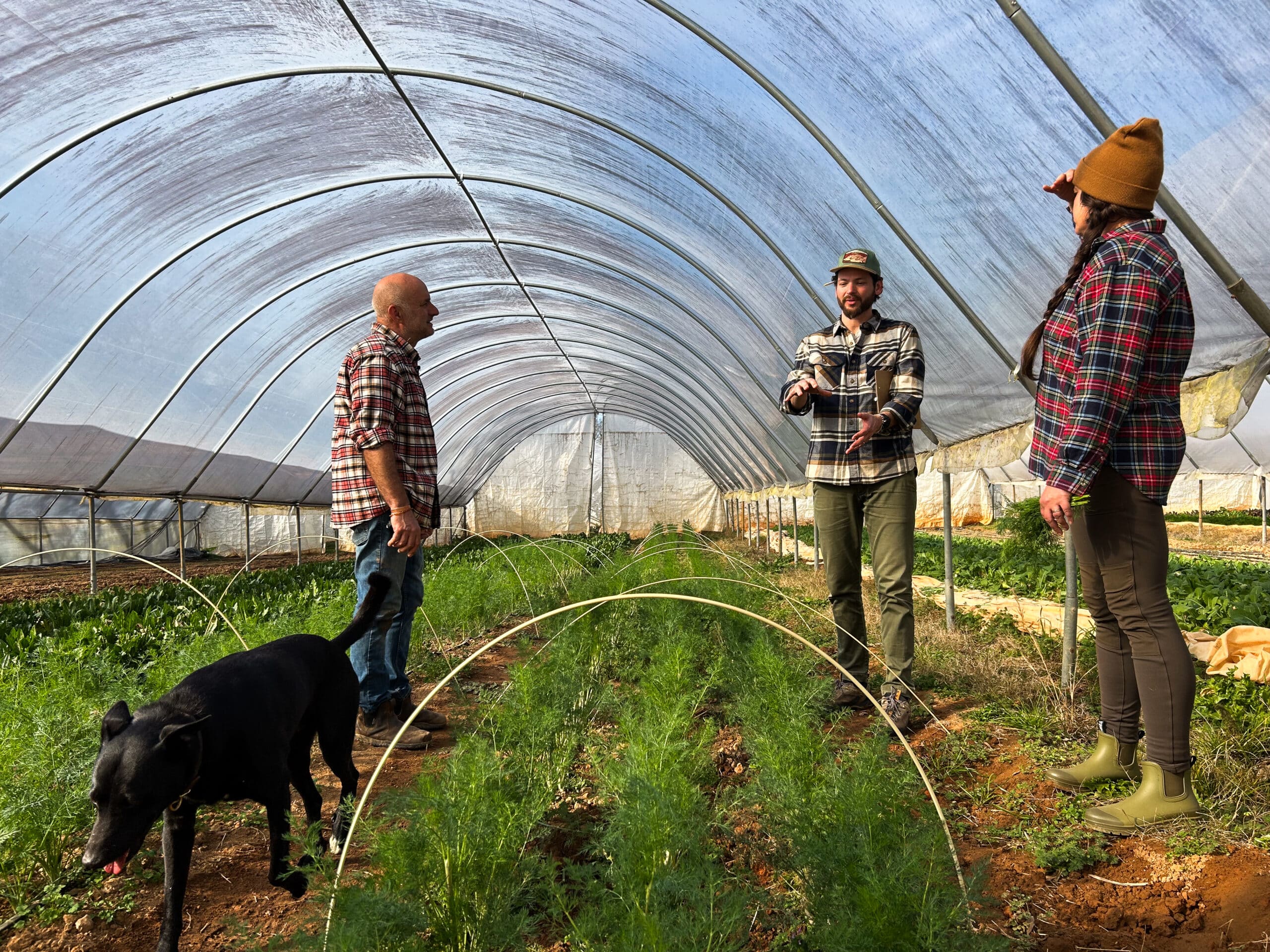 Zac meeting with Farmers Nicolas & Jeni (and Kai!)